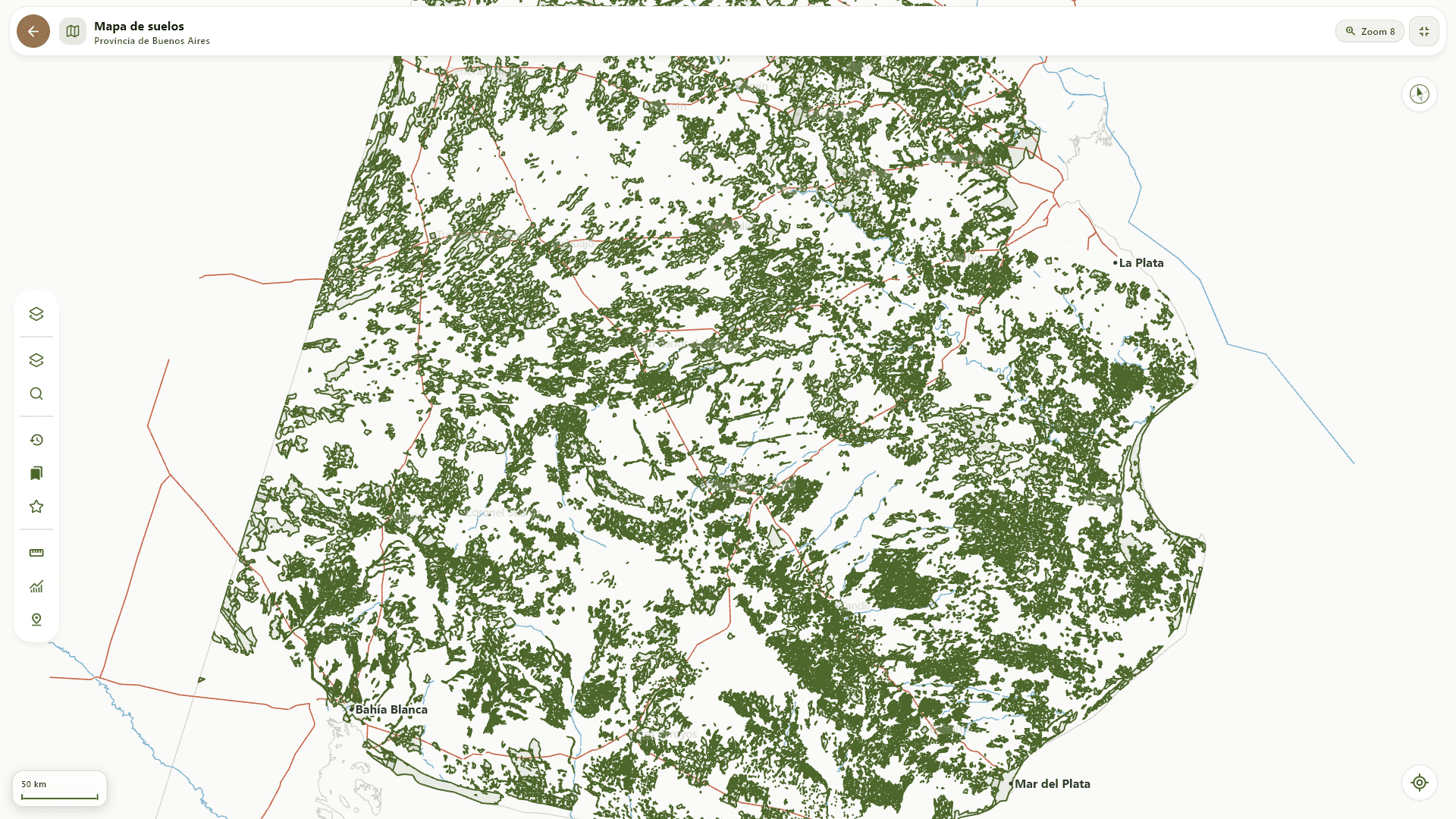 Carta de Suelo con unidades cartográficas y series de suelo consultada en SuelosAR