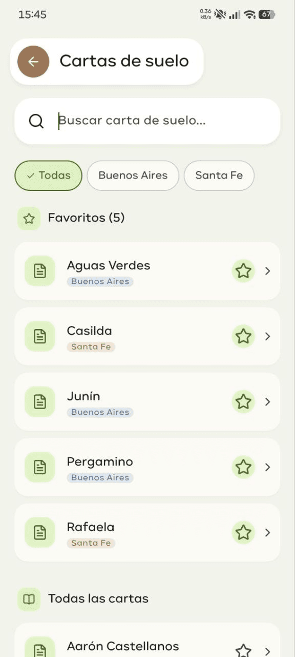 Mapa de suelos abierto en SuelosAR para Android