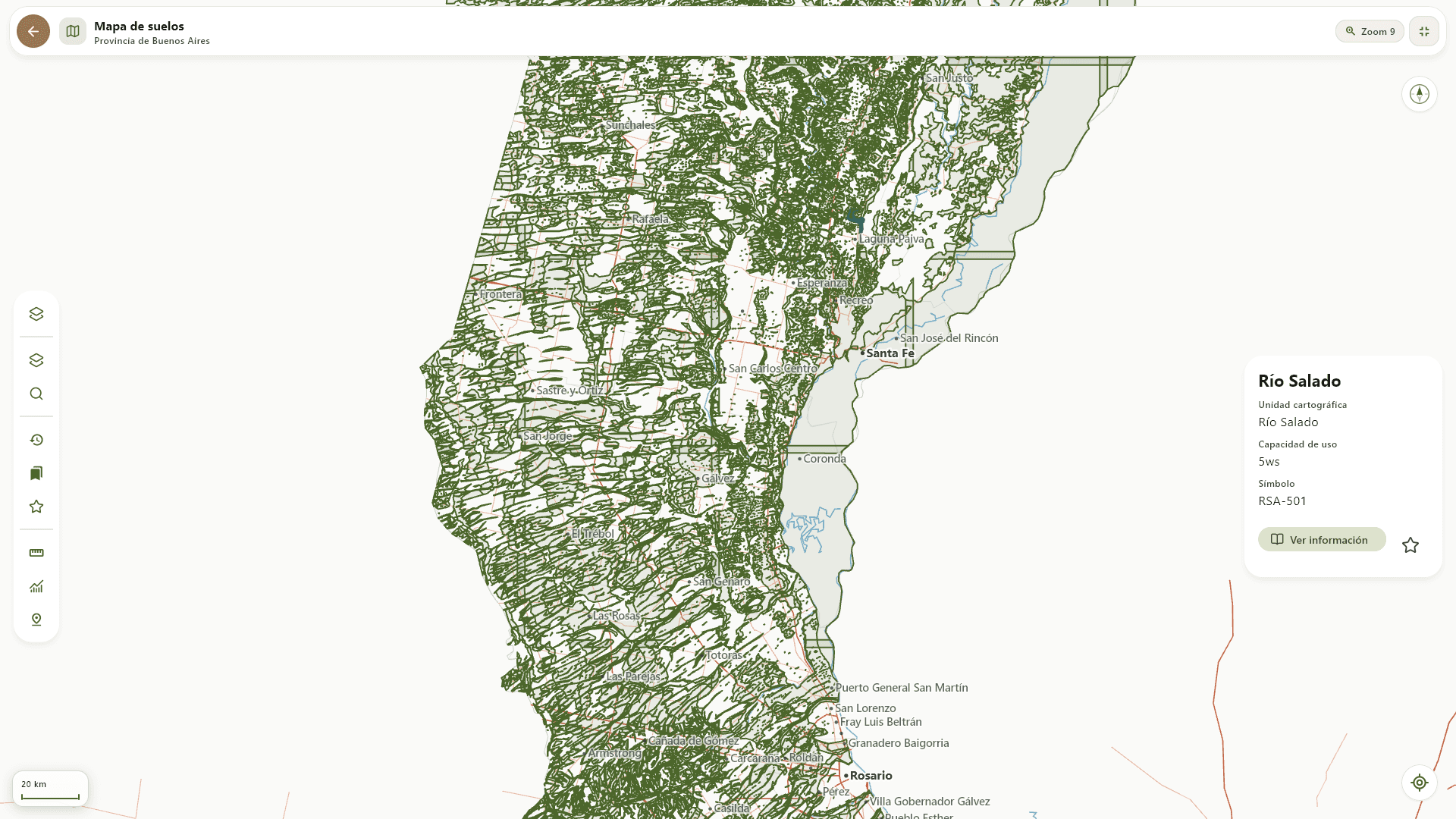 Entorno GIS de SuelosAR utilizado para consultar cartografía de suelos